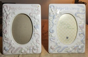 RUSS GIFTS FROM HEAVEN PORCELAIN PICTURE FRAMES -BABY'S CHRISTENING PINK & BLUE  - Picture 1 of 9