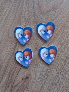 Set Of 4 Disney Frozen Anna & Elsa Kids Craft Wooden Buttons Uk Seller - Picture 1 of 1
