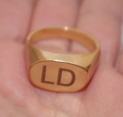 Коллекционное SETA Сделано 14K Над Латунью LD Резное Начальное Стильное Широкополосное Кольцо - Изображение 1 из 4