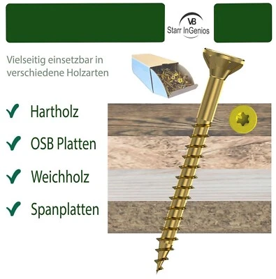 DRESSELHAUS ODER REISSER JE NACH VERFÜGBARKEIT Spanplatten schrauben Torx Holzschrauben mit Fräsrippen -Teilgewinde-