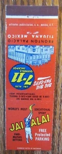 JAI-ALAI MATCHBOOK COVER: FRONTON PALACE TIJUANA, MEXICO, SPORTS MATCHCOVER -D13 - Picture 1 of 4