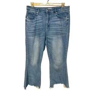 Pantalones de mezclilla LOFT para mujer 14 32 tobillo corto curvilíneo tiro alto deshilachado corte bota crudo - Imagen 1 de 8