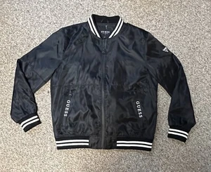 Guess Bomber Windbreaker Style Jacket Black Size XL Adult Y2K Style - Picture 1 of 7