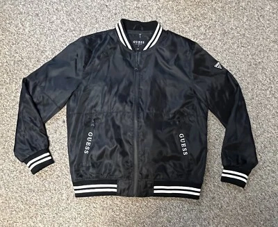 Guess Bomber Windbreaker Style Jacket Black Size XL Adult Y2K Style - Image 1 of 4