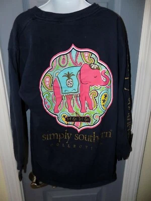 Simply Southern Navy LS T-shirt Let Go, Let God W/Elephant Size M Girl's EUC - Image 1 of 3