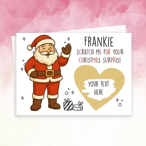 Tarjeta rasca y gana personalizada de Navidad de Papá Noel - Revelar regalo secreto sorpresa vacaciones - Imagen 1 de 11