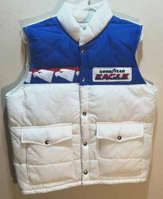 Good Year Eagle Official Racing Apparel Tires Vintage 90s White Button Vest M - Image 1 of 2