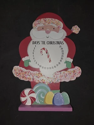 Santa Claus Wooden Countdown to Christmas Figure Candy And Sprinkles - Image 1 of 3