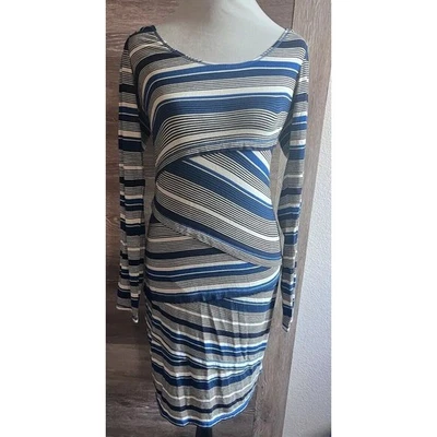 Vestido Max Studio Midi Talla M Rayas Algodón Elástico Rayas Geométrico Foto 1 de 4