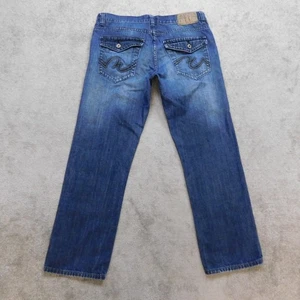 Jeans Marc Ecko bootcut uomo 34x30 slim blu scuro patta tasche posteriori forbici basse - Foto 1 di 13