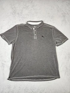 Tommy Bahama Polo Shirt Mens 2XL Gray Stripe Marlin Logo Moisture Wicking Casual - Picture 1 of 15