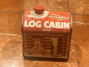 LOG CABIN SYRUP 100TH ANNIVERSARY TIN CONTAINER 1987 GENERAL FOODS 24 OZ VGUC - Picture 1 of 7