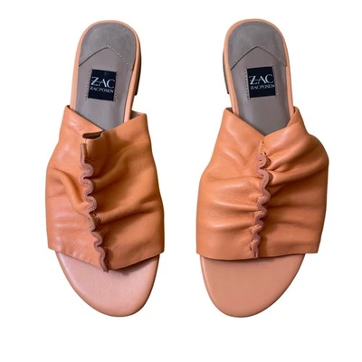 Sandalias para mujer Zac Posen de cuero napa melón acanaladas talla 6M nuevas sin etiquetas Foto 1 de 4