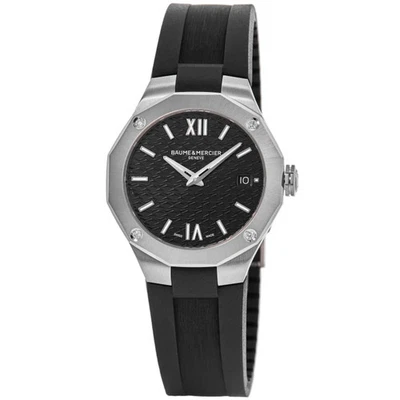New Baume & Mercier Riviera Black Dial Rubber Strap Women's Watch 10613 - Image 1 of 4