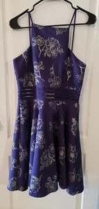 City Studio Damen Spaghettiträger kurz Party Fit Kleid blau silber Größe 7 - Bild 1 von 12