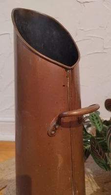 Antique Copper Coal Scuttle / Hod / Tall Bucket with Handles - Vintage - Image 1 of 4