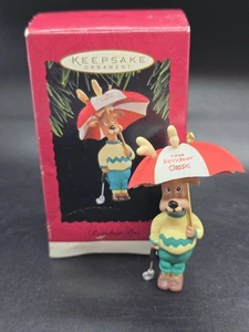 Vintage Hallmark Golf "Rentier Pro" mit Regenschirm '94 Weihnachtsschmuck neu im Karton - Bild 1 von 8