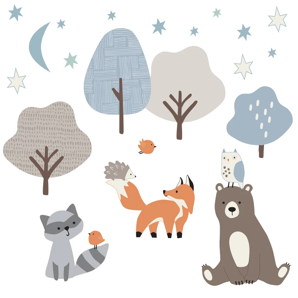 Adesivos/decalques de parede Bedtime Originals Sleepytime Bear Woodland Animals - Imagem 1 de 4