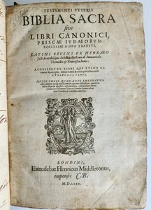 1580 BIBLE FIRST LATIN BIBLIA PRINTED in ENGLAND by Christopher Barker antique - Picture 1 of 19