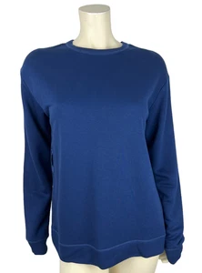 NEW Sandro Paris Blue Satin Sweatshirt Top Size 1 S Jude Long Sleeve Jersey - Picture 1 of 12