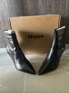 Dune London Black Leather Pointed Buckle Ankle Boot 485Olene - Picture 1 of 4