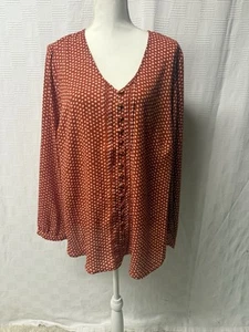 Blusa Torrid Mujer Talla 2X (2) Naranja Quemado Lunares Manga Larga Campesina - Imagen 1 de 14