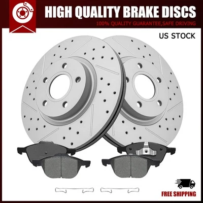 前钻转子和刹车片适用于 2013 - 2018 年福特 Escape FWD 2006 - 2012 C70 — 第 1/4 张图片