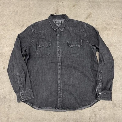 Camisa occidental Lucky Brand para hombre diente de sierra negra denim perla abotonada a presión talla XL Foto 1 de 4