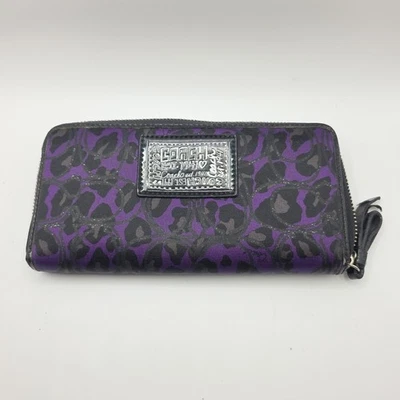 Coach F53641 Madison Ocelot Accordion Wallet Purple Black Gray Glitter - Image 1 of 4