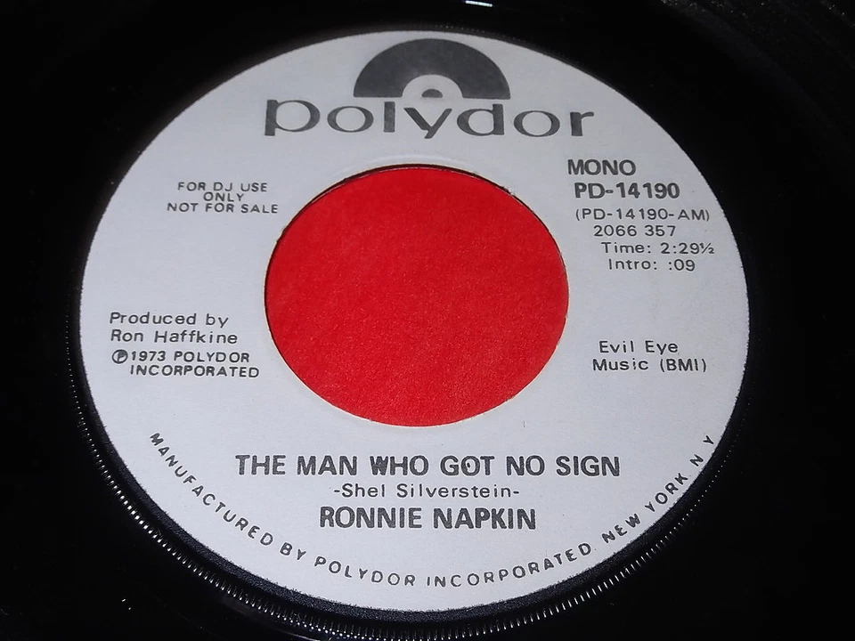 Ronnie Napkin - The Man Who Got No Sign (Mono) / (Stereo) 45 - Soul Funk Foto 1 de 1