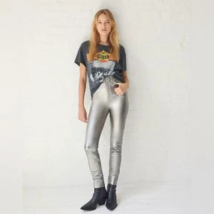 Free People We the Free Phoenix Coated High-Rise Skinny Jeans in Silver Size 27 - Picture 1 of 16