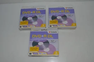 ^^ VERBATIM DVD+R DL 2.4X/8.5 GB/ 240 MIN VIDEO 3PACK LOT OF 3 -NEW (GCV48) - Picture 1 of 2