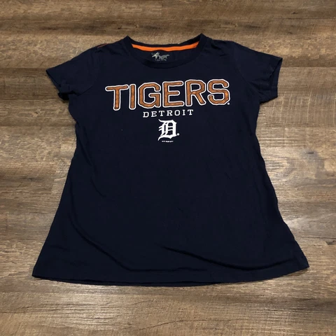 Detroit Tigers Shirt Medium Blue Carl Banks For Her Womens Ladies Cover