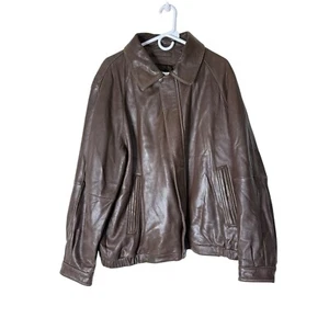Vintage Liz Claiborne Mens Brown Lambskin Leather  Jacket -  Size  XL Coat - Picture 1 of 10