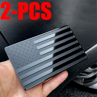 2Pcs Car Truck Metal USA Flag Sticker  American Decal Body Emblem Accessories - Image 1 of 4