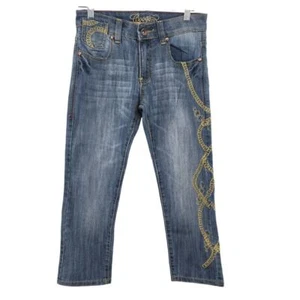 Kids Boys Wide Leg Bootcut Coogi Gold Loop Chain Jeans Embroidered Size 7/8 - Picture 1 of 10