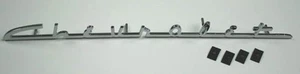 1949 1950 CHEVROLET FLEETLINE STYLELINE DASH EMBLEM SCRIPT "CHEVROLET" - Picture 1 of 5