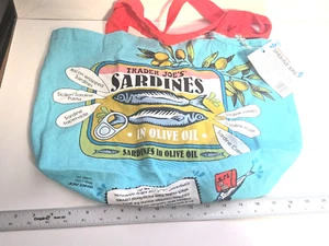Trader Joe’s Bag canvas Reusable Heavy Cotton bag Sardine Shopping Lowell MA New - Picture 1 of 3
