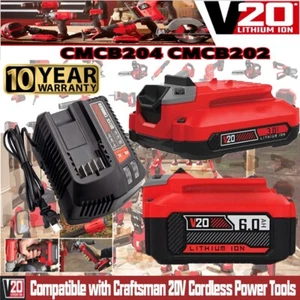 20V MAX 6.0Ah For Craftsman V20 Battery 6.0Ah Lithium Battery & CMCB104 Charger - Picture 1 of 28