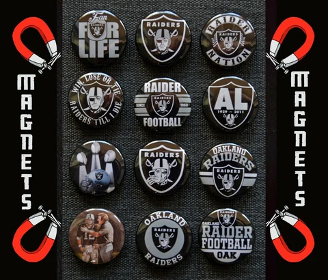 Oakland Raiders  - 1 1/2" Inch Magnet Set (Set of 12) Cover