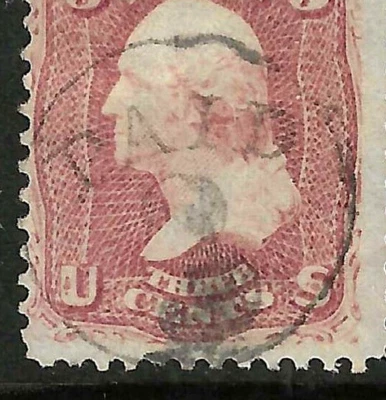 Sc #65 PAID 3 Fancy Cancel 3 Cent Washington 1861 Civil War US 94F57 - Image 1 of 2