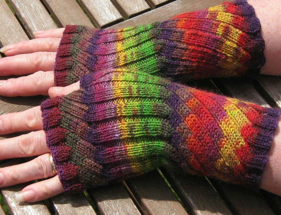 Fingerless Glove / Wristwarmer Knitting Pattern by Woolstack - Image 1 of 2