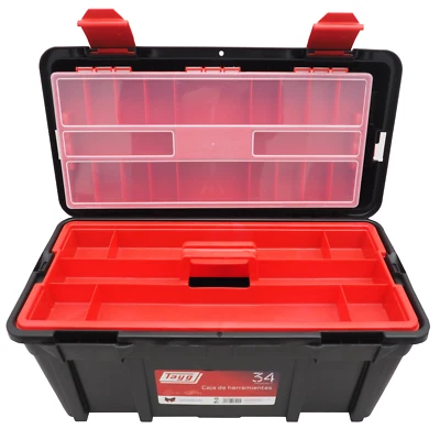Werkzeugkoffer leer Werkzeugkasten Werkzeugkiste Kunststoff  tragbar Griff rot - Bild 1 von 4