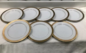 8 Sango China 3755 Georgetown Gold Rim 10 3/4" Dinner Plates - Picture 1 of 13