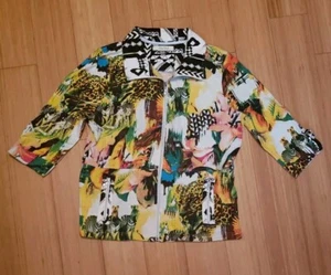 Onque Casuals Womens Size L Multicolor Animal Pattern Full Zipper Light Jacket - Picture 1 of 9