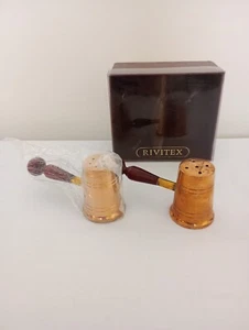 VINTAGE COPPER BARRELS SALT & PEPPER SHAKERS In Original Box - Picture 1 of 3