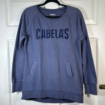 Cabela’s Women’s Blue Cotton Blend Pullover Sweatshirt With Pockets Size Medium - Image 1 of 4