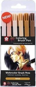 Sakura Koi - Japanese Style Brush Pens - Plastic Wallet - 6 Portrait Tones - Picture 1 of 1