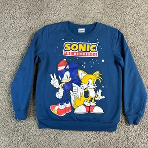 Sonic The Hedgehog Sweatshirt Boys Medium Blue Red Knuckles Pullover Crewneck - Picture 1 of 10