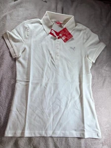 Puma Womens Polo Shirt White Retro Vintage Size 8 UK - Picture 1 of 3